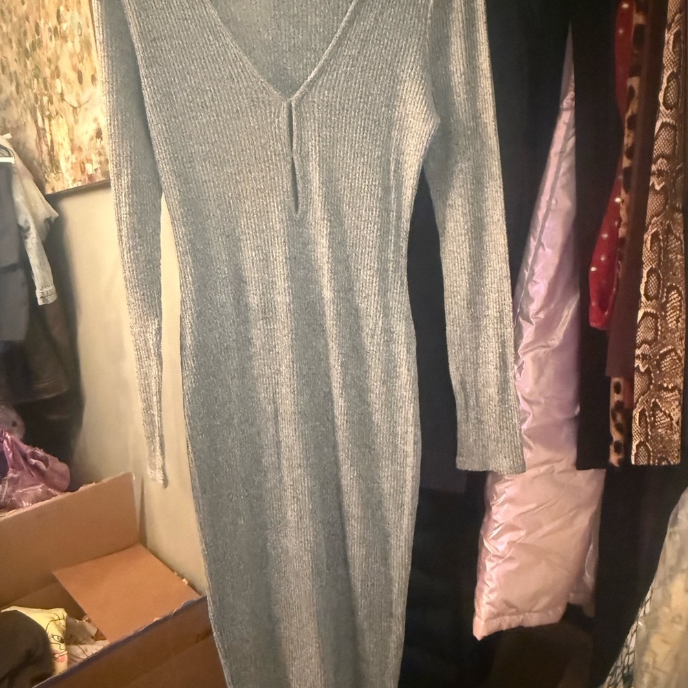 Elegant Gray Knit Dress